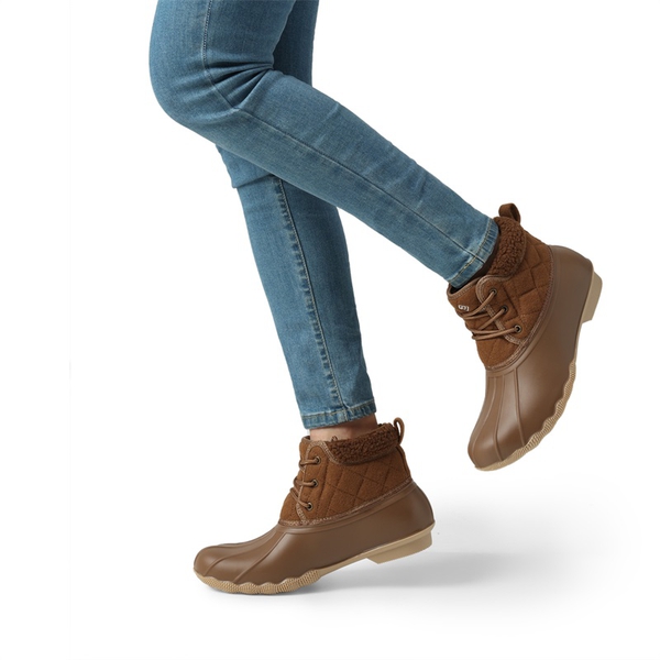 Waterproof Sherpa Snow Boots - TAN - 1